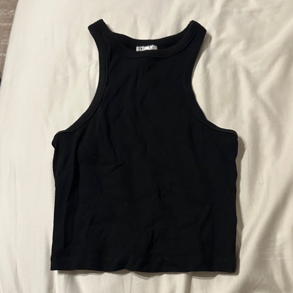 Divided black tank top